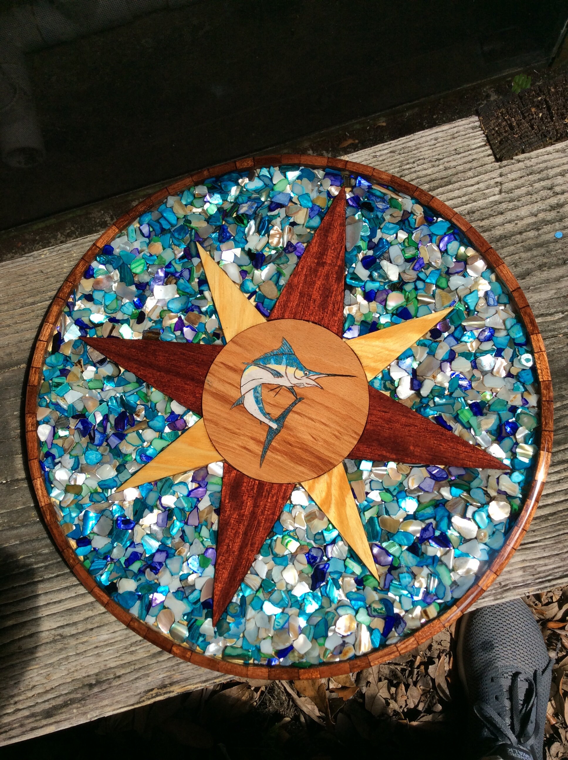 12 Wood Epoxy Lazy Susan Turntable Blue Pearl Crushed Etsy