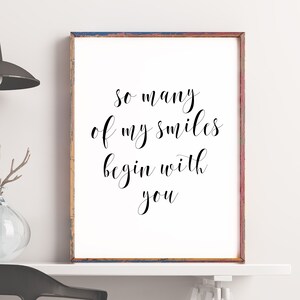 Zo veel van mijn glimlach beginnen met u, liefde kunst, darling cadeau, vriendje cadeau, cadeau voor haar, koppels cadeau, glimlacht ontwerp, GLIMLACH TEKEN, Smile Card