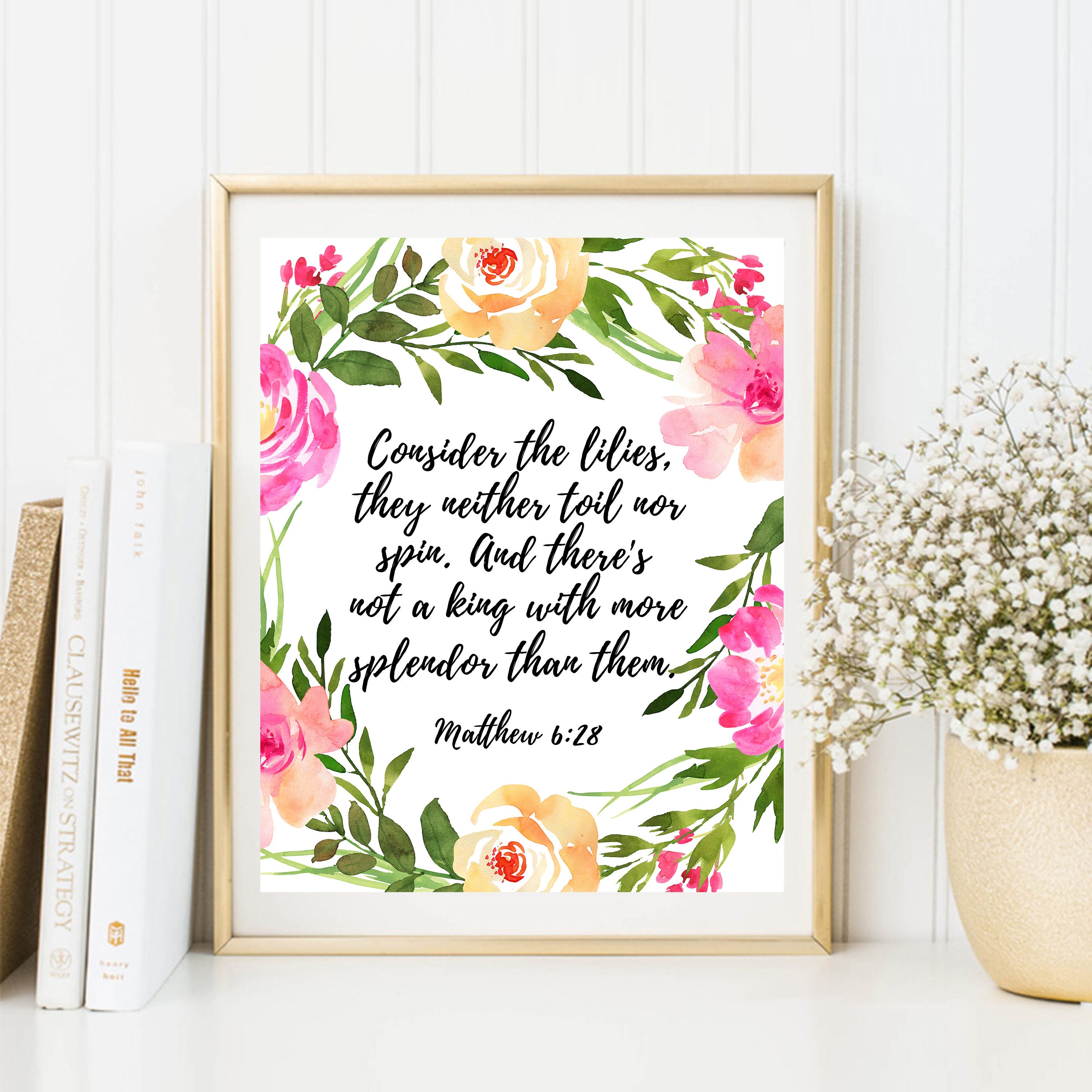 Bible Verse Print Consider The Lilies Bible Quote Matthew Etsy