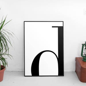 Carta d, d Impresión, d Cartel, Letras Arte, Letras Tipografía, Carta Arte de pared, Carta escandinava, Affiche Scandinave, Carta Negra d