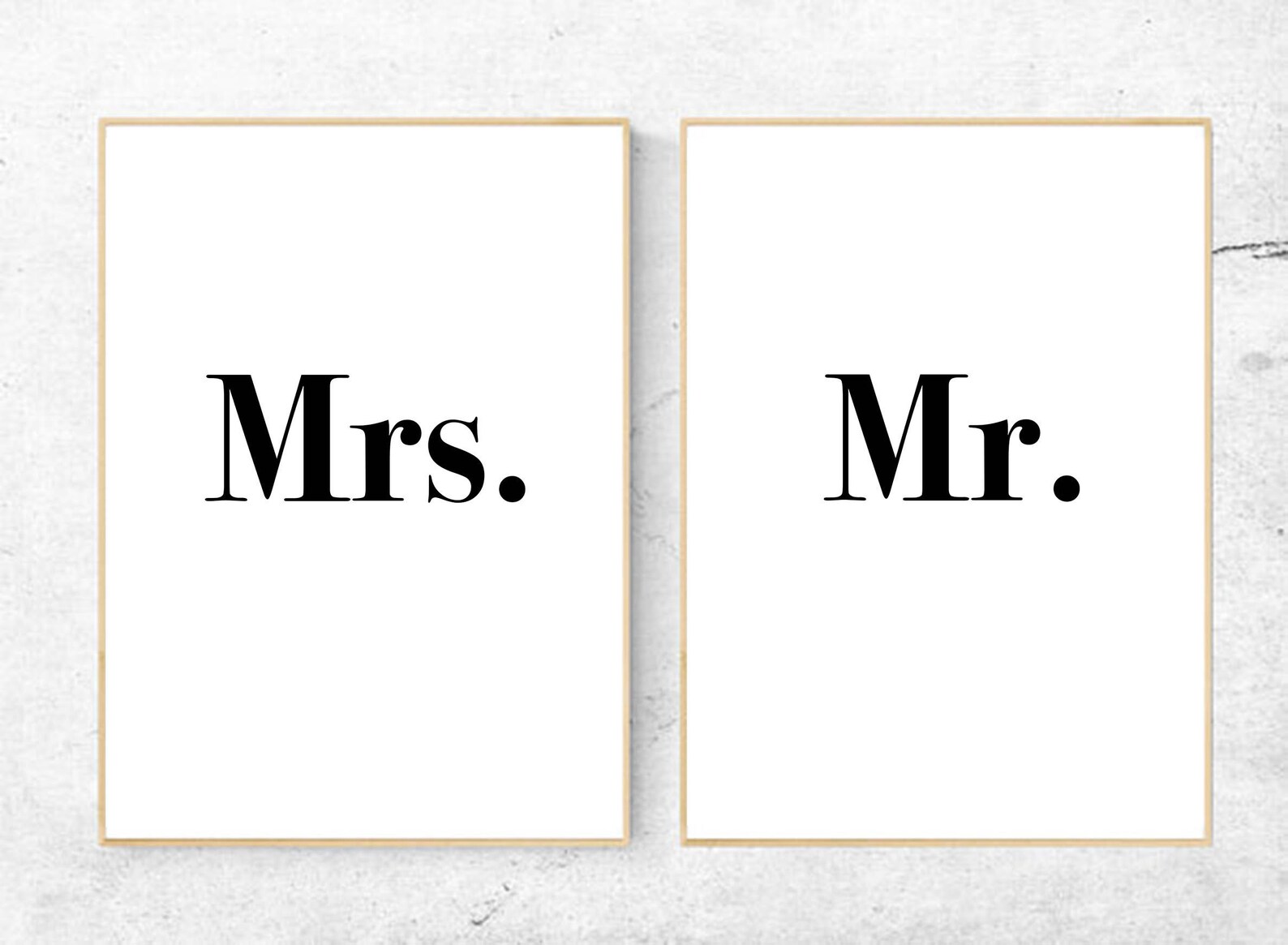 Mr. and Mrs. Printable Sign Set, Minimalist Rustic Wall Art, Love ...
