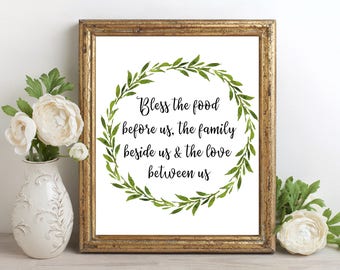 Kitchen Wall Decor, Bless the food before us, Dining Room Signs, Kitchen Sign, Bless This Food, Wall Prayer Sign, Kitchen Quote, Kitchen Art