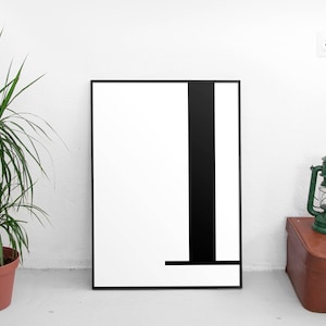 Carta l, l Impresión, l Cartel, Letras Arte, Letras Tipografía, Carta Arte de pared, Carta escandinava, Affiche Scandinave, Carta Negra l