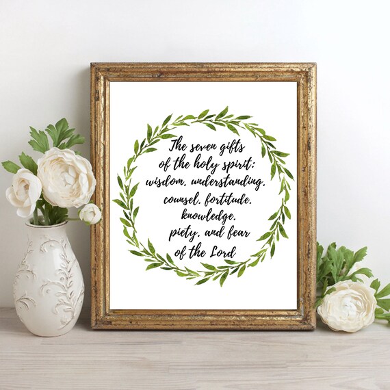 Die Sieben Gaben Des Heiligen Geistes Konfirmation Geschenk Christian Quote Katholischen Kunst Schrift Zitat Aquarellkunst Kunstdrucke Schrift - 