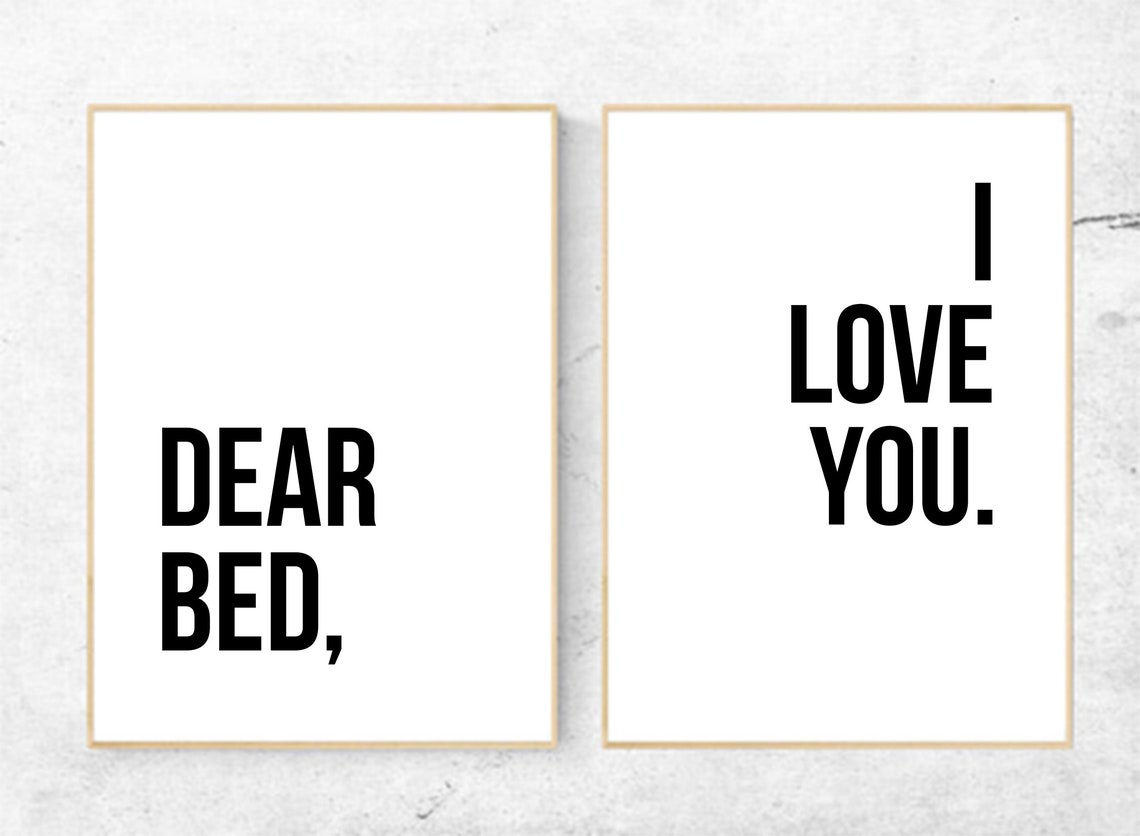 Dear Bed I Love You Printable Sign Set Minimalist Wall Art Etsy