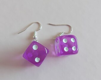 Purple Dice Earrings