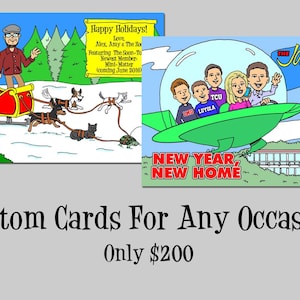 Tarjetas de dibujos animados PERSONALIZADAS - Hechas a pedido