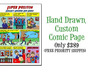 Custom Super Dad Comic Page - Made To Order - Father's Day Gift Idea