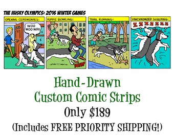 CUSTOM Color Your Pet Comic Strip Made To Order