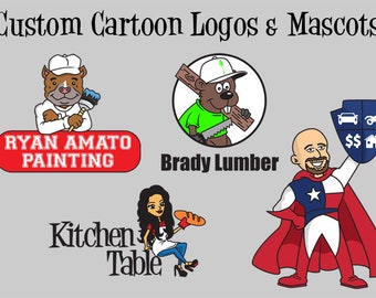 Loghi e mascotte personalizzati in stile cartone animato per piccole imprese. Design di personaggi animati di alta qualità per la tua startup.