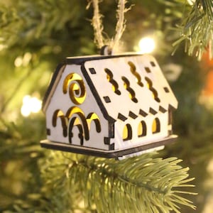 Laser Cut Christmas House with Battery Powered Tea Light
