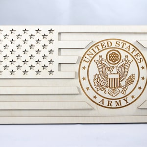 Wood Military Branch Flags with Stand