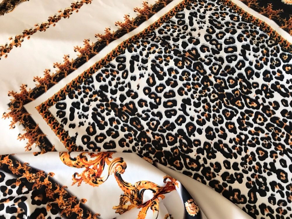 Cheetah stretch jersey fabric. Designer lycra fabric. Baroque | Etsy