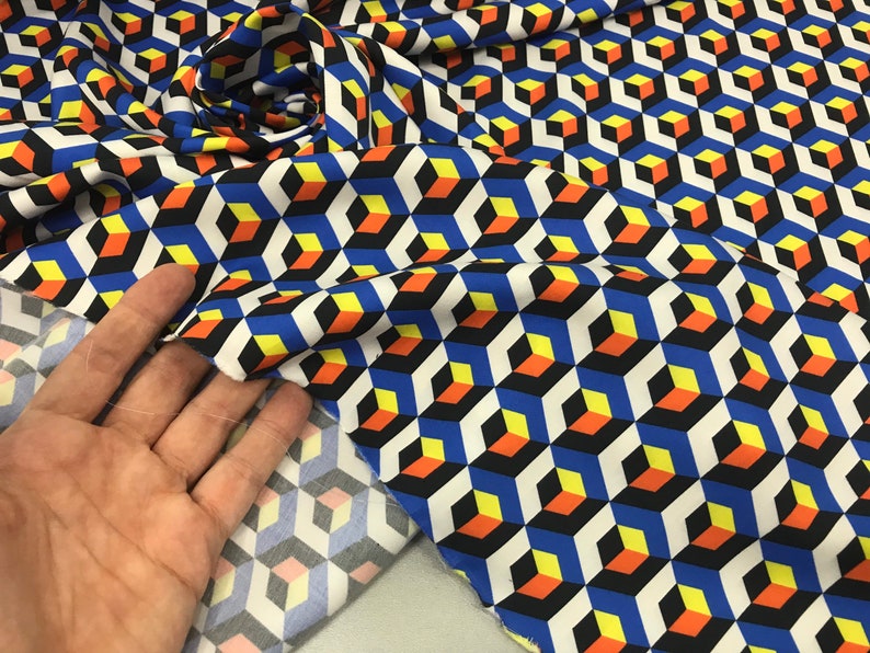 Squares Cotton Fabric. Abstract Cotton Fabric/geometric Cotton Etsy