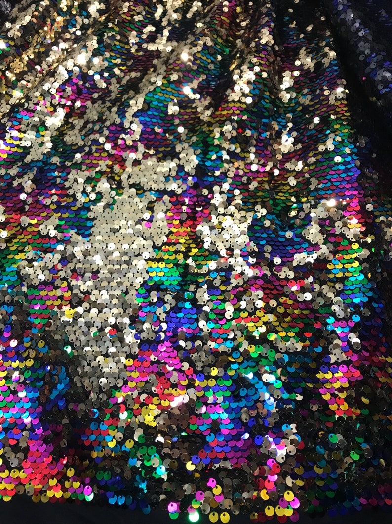 Flip reversible sequin fabric mermaid. Rainbow sequin fabric. Etsy