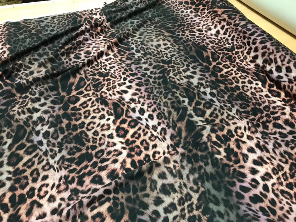 Cheetah fabric jersey. Stretch jersey fabric. Pink cheetah Etsy