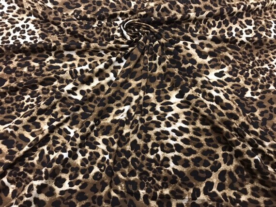 Cheetah Fabric Jersey. Stretch Jersey Fabric. Brown Cheetah | Etsy