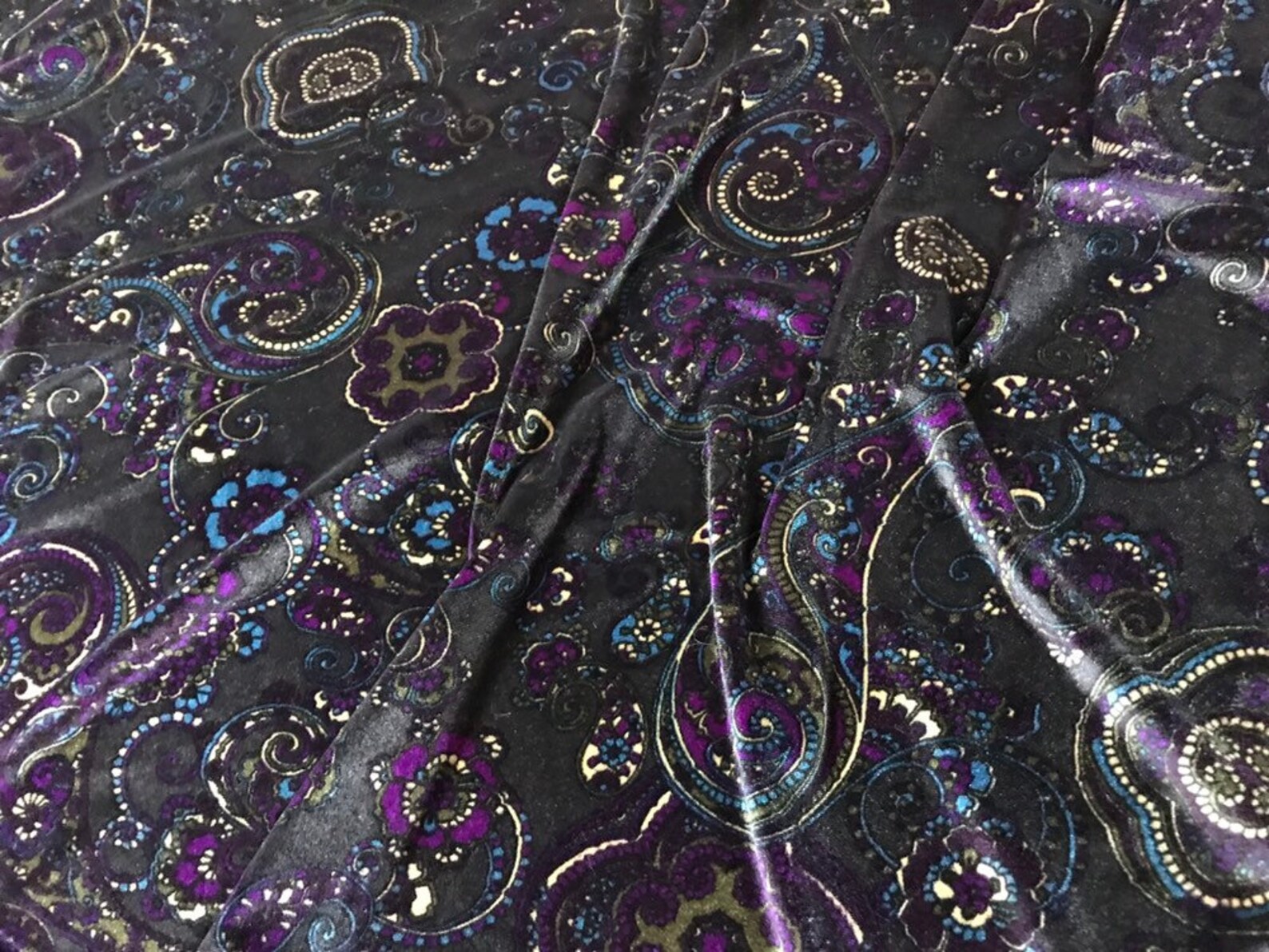 Paisley velour fabric/paisley velvet stretch/paisley velour Etsy