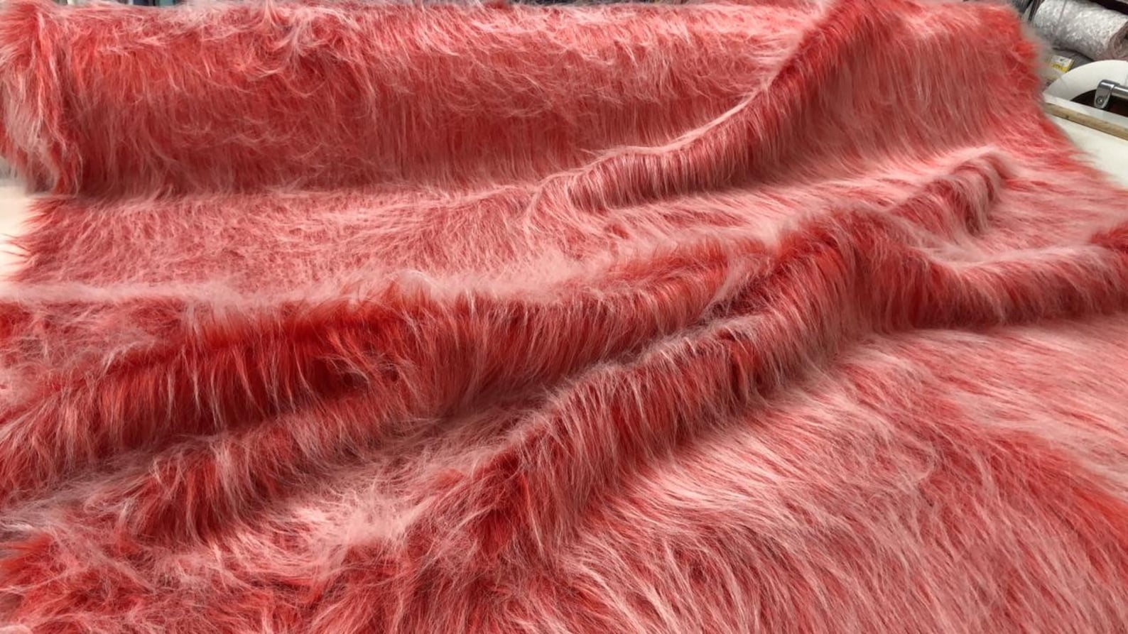 Red Fur Fabric/ Faux Fur Fabric. Fluffy Fur Fabric. Faux Fur Etsy