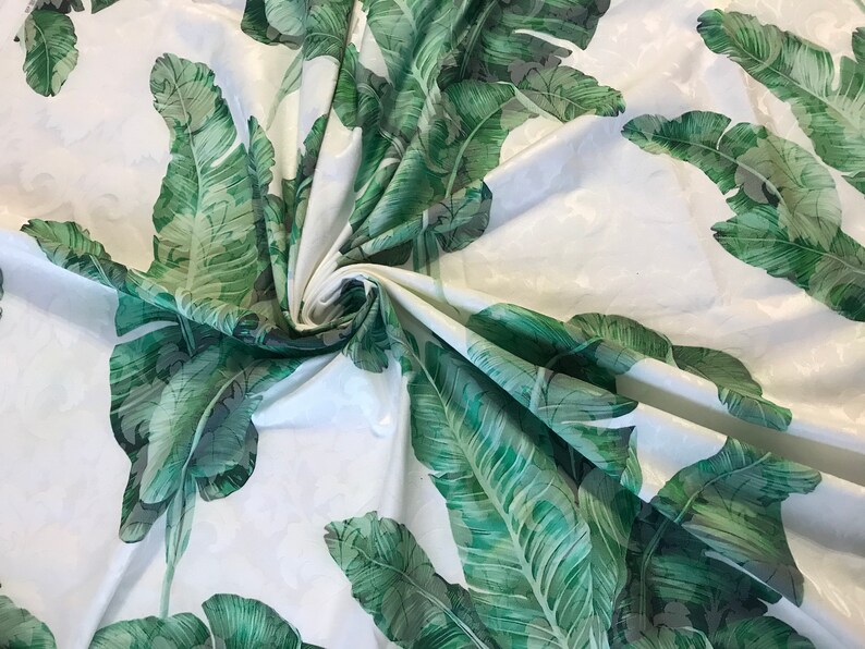 Banana leaf cotton fabric. Designer leaf print cotton fabric. Etsy