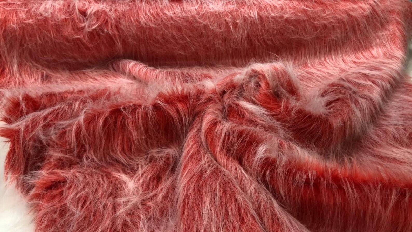 Red Fur Fabric/ Faux Fur Fabric. Fluffy Fur Fabric. Faux Fur Etsy