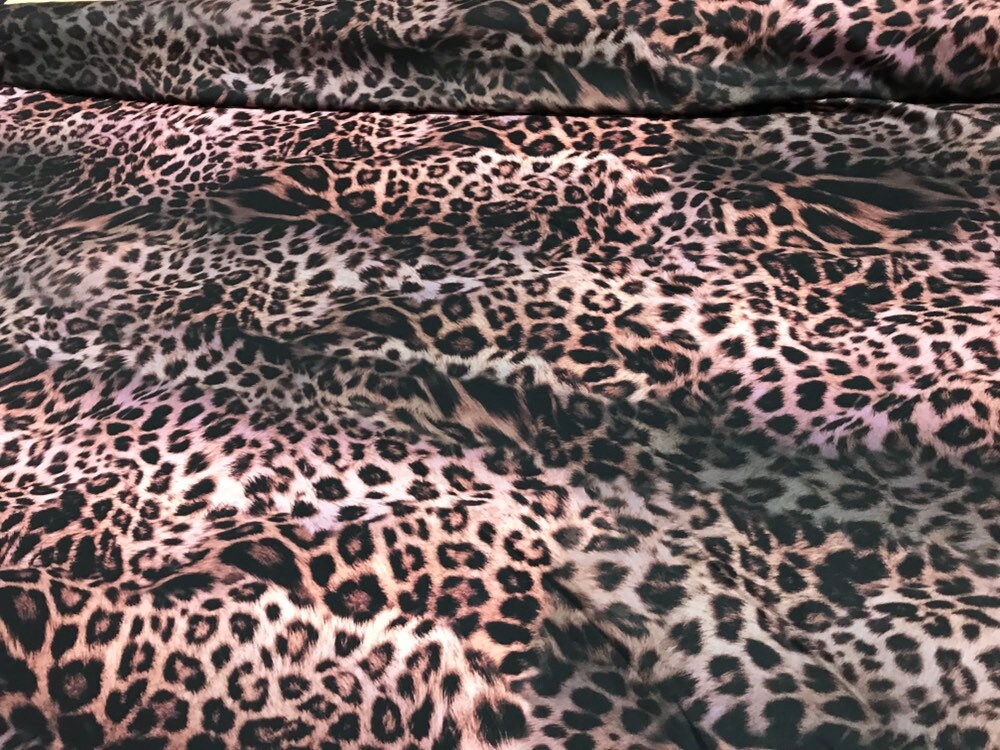 Cheetah fabric jersey. Stretch jersey fabric. Pink cheetah Etsy