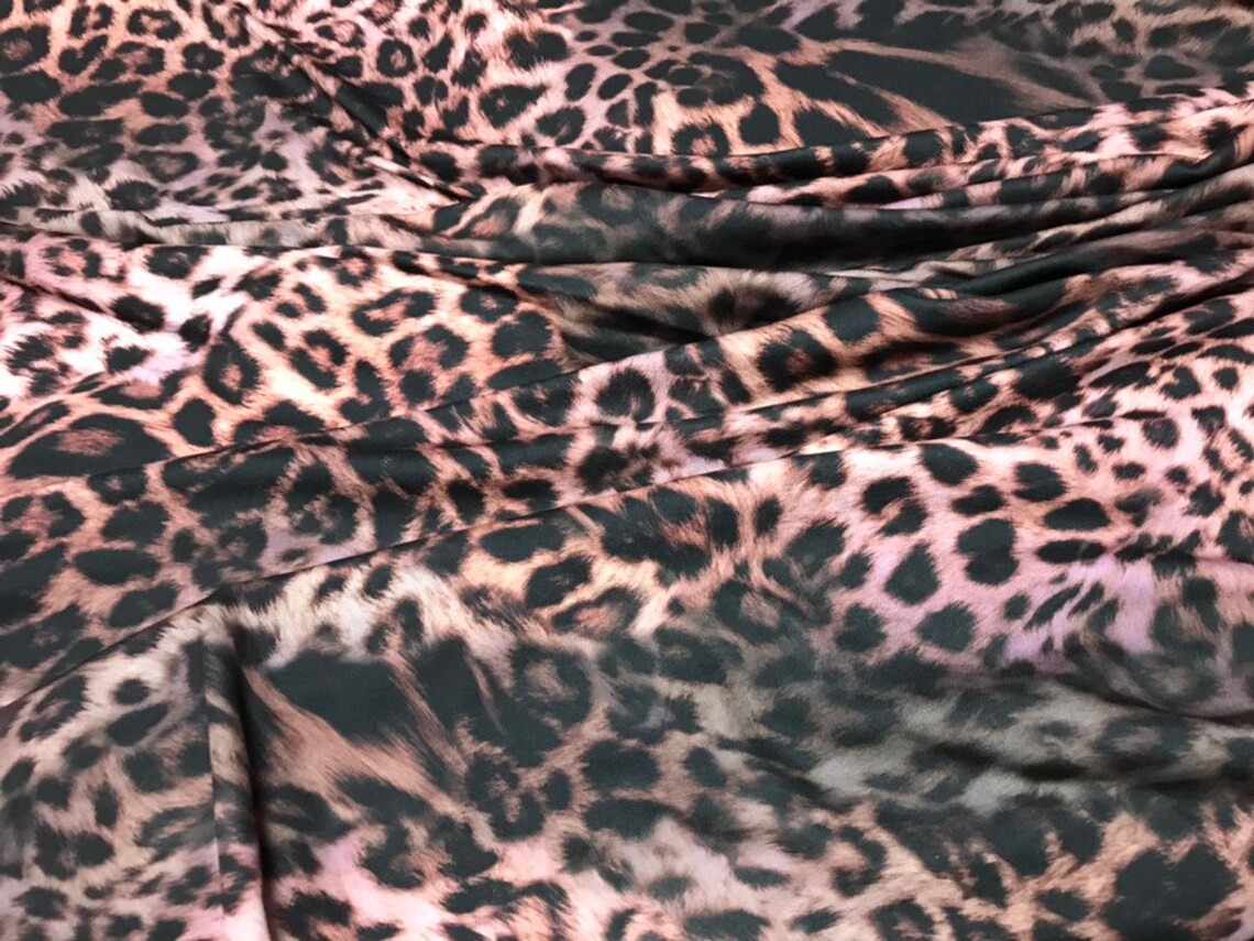 Cheetah fabric jersey. Stretch jersey fabric. Pink cheetah Etsy