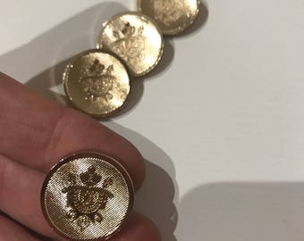 Set of 5 gold metal buttons