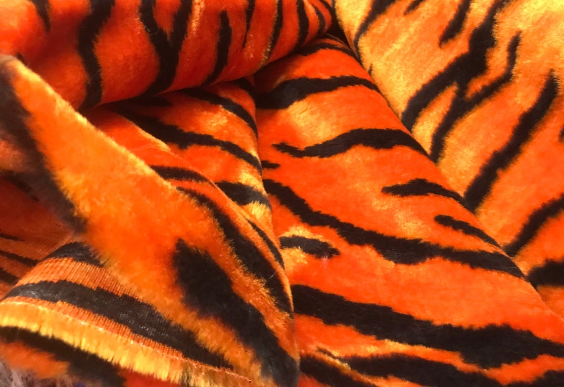 Tiger fur fabric/ faux fur fabric. Fluffy fur fabric. Faux fur Etsy