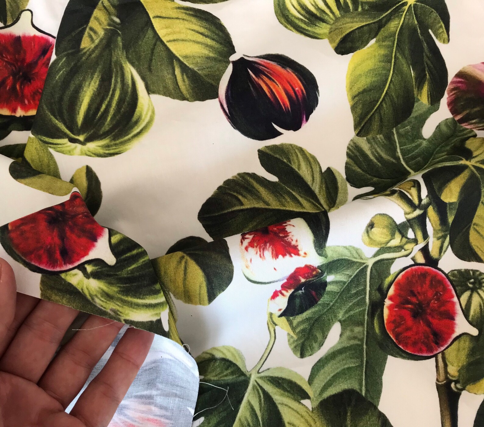 Natural cotton floral print/cotton fabric with red fig /fruit Etsy