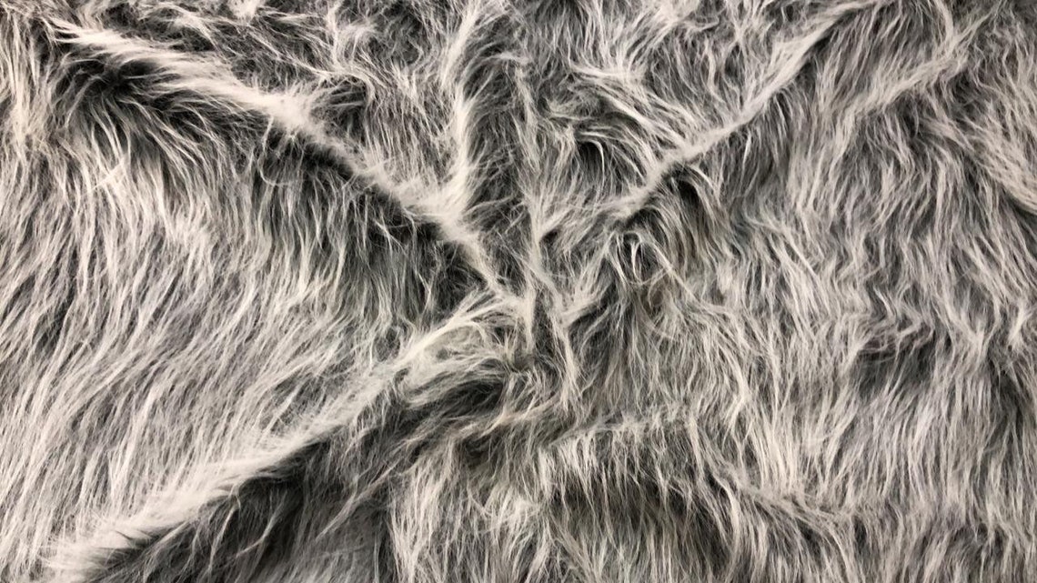 Gray fur fabric/ faux fur fabric. Fluffy fur fabric. Faux fur | Etsy