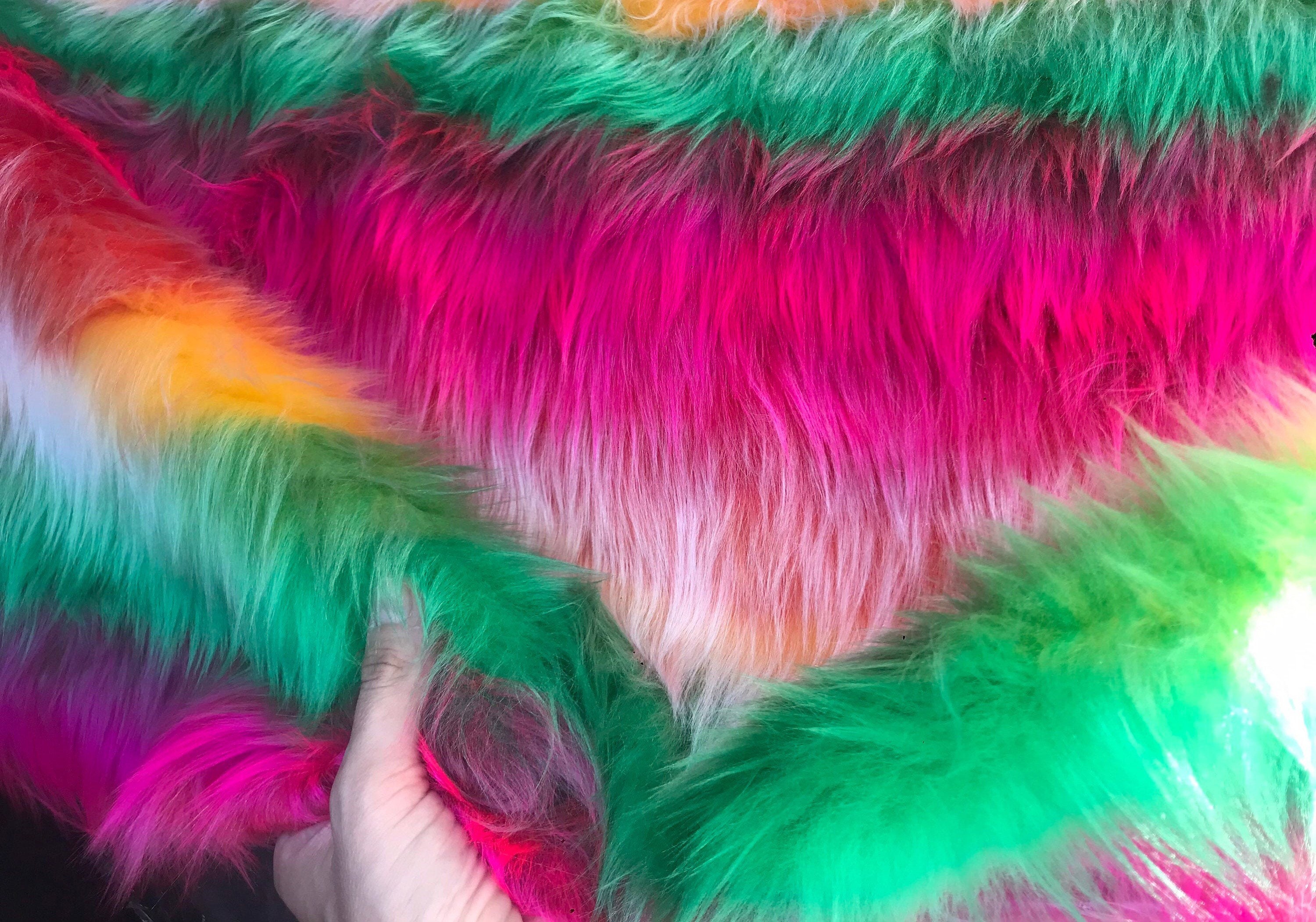 Rainbow fur fabric/ faux fur fabric. Fluffy fur fabric. Faux Etsy