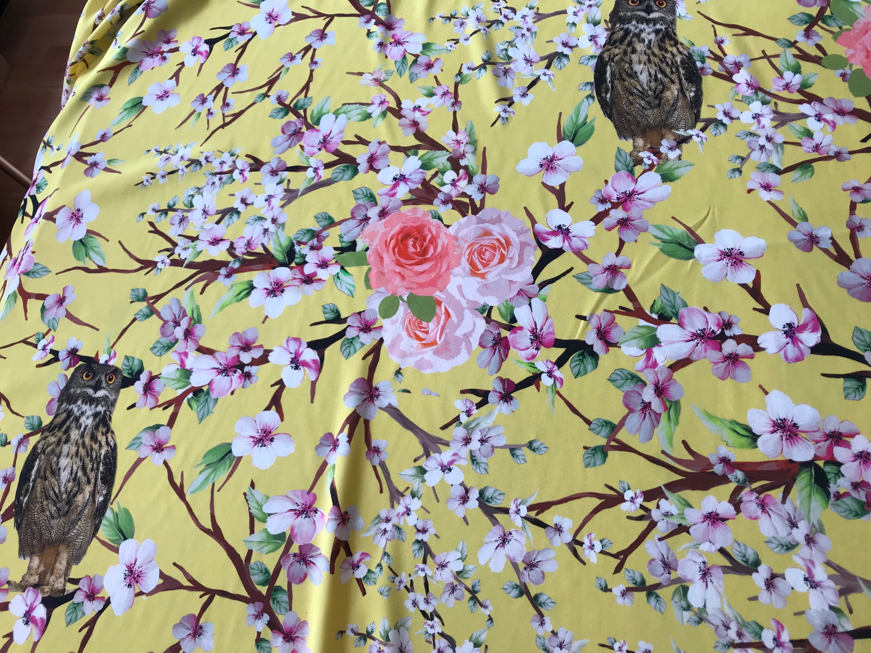 Floral stripe fabric/Almond flower silk/Authentic silk Etsy