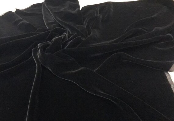 Black velvet fabric/silk velour fabric/natural silk | Etsy