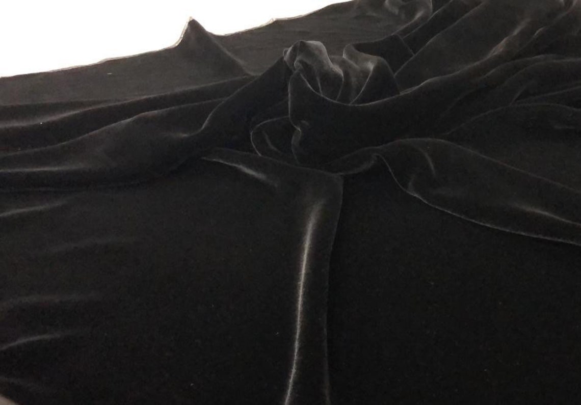 Black velvet fabric/silk velour fabric/natural silk | Etsy