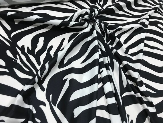 Zebra Fabric. Stretch Satin Fabric. Zebra Satin Fabric. Black | Etsy