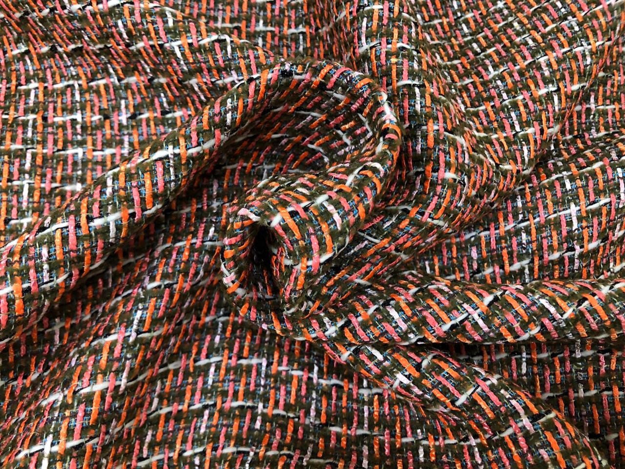 Pink knit tweed fabric/rainbow tweed fabric/ boucle fabric/ | Etsy
