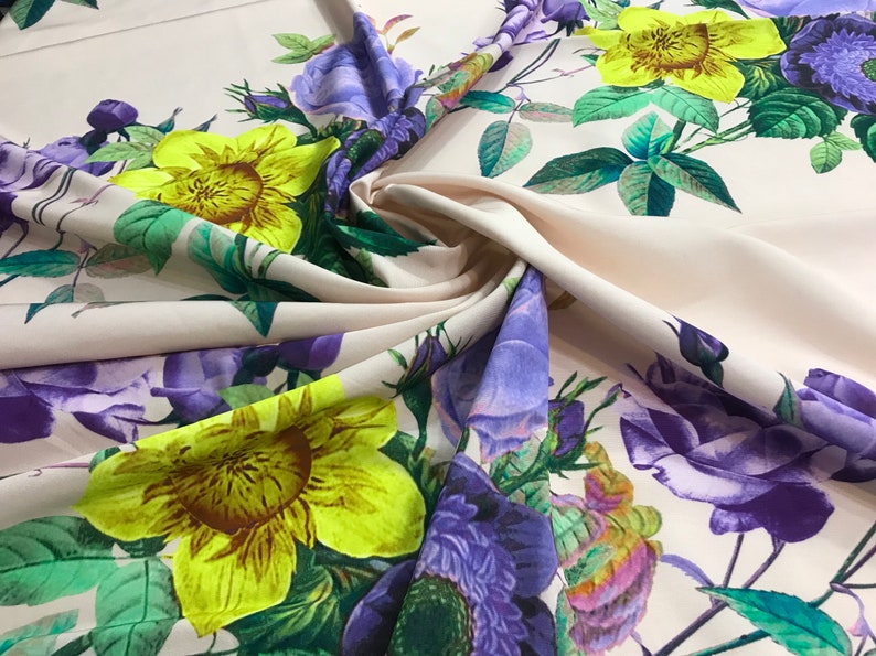 Designer jacquard fabric Pink repp fabric with yellow flowers.