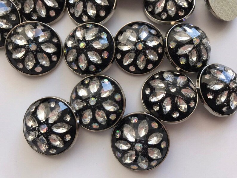 Rhinestone Flower Button. Rhinestone Buttons/ Rhinestone Etsy