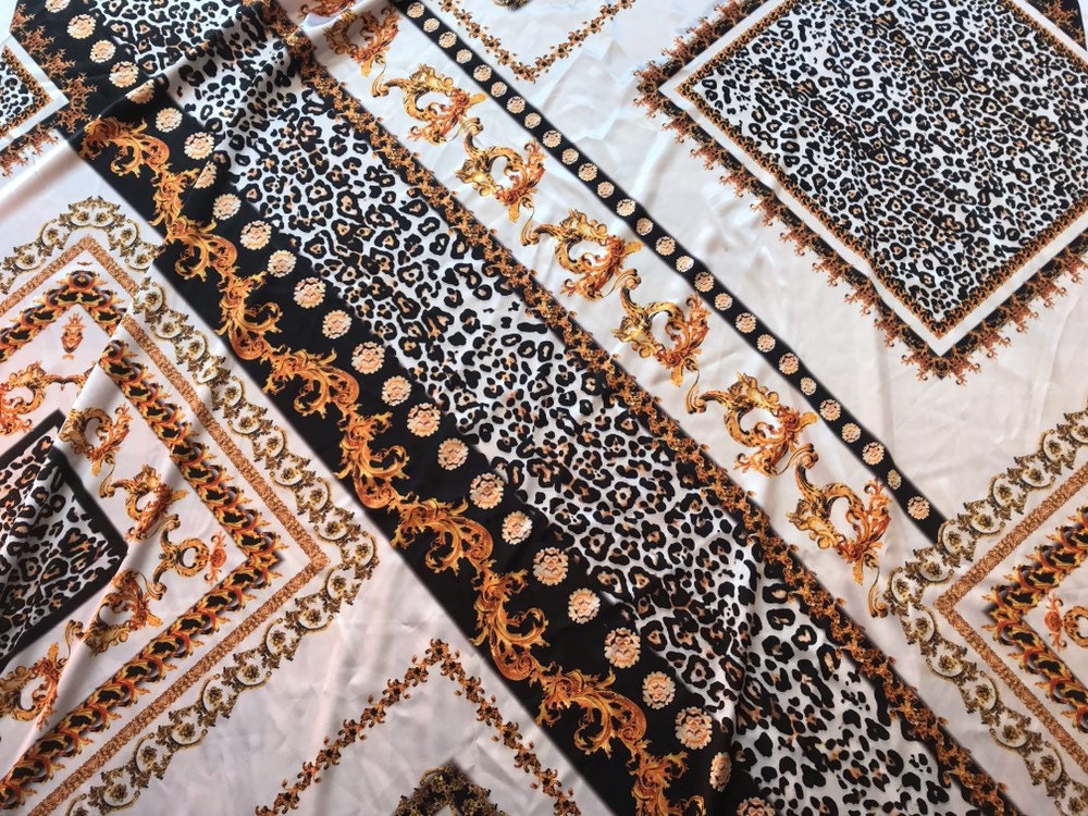 Cheetah stretch jersey fabric. Designer lycra fabric. Baroque | Etsy