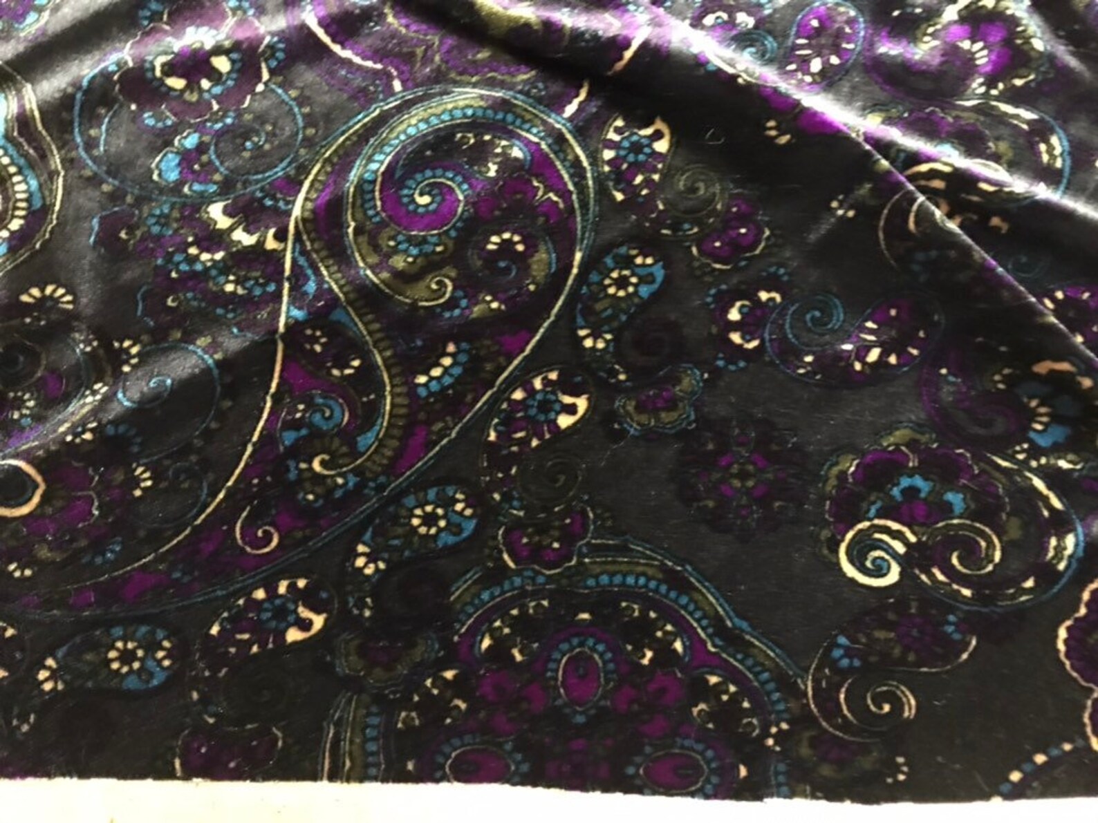 Paisley velour fabric/paisley velvet stretch/paisley velour Etsy