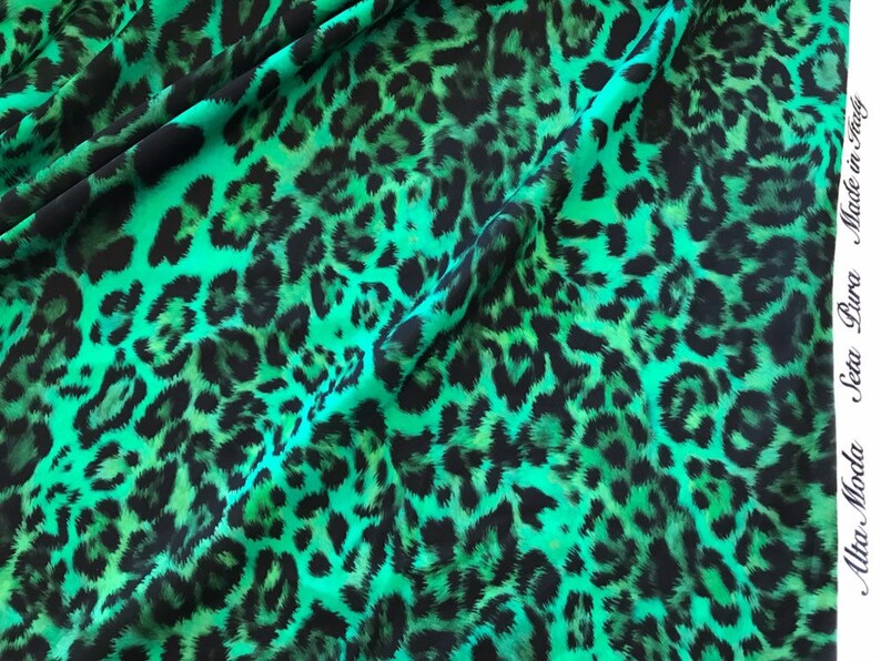 Cheetah silk fabric/green leopard silk fabric/mulberry silk | Etsy