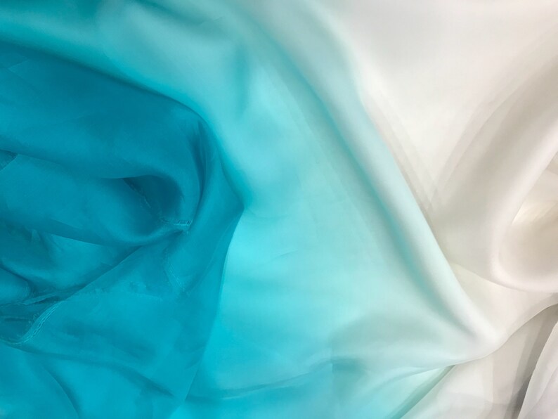 Silk Organza Fabric Gradient/blue Organza Teal Etsy