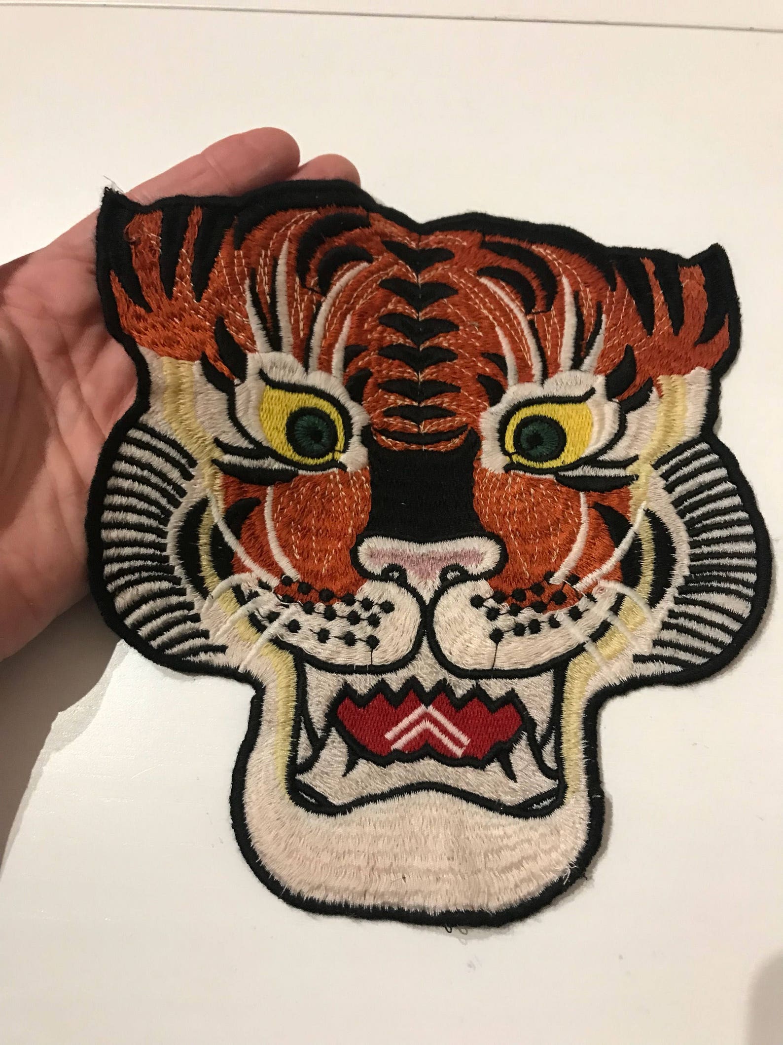 Patch embroidered tiger. Big patch for jacket. Etsy