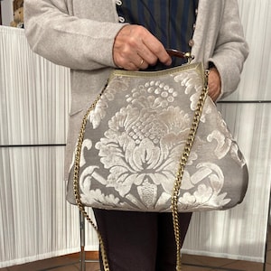 Sac en tissu fin, sac brocart, sac femme, sacs clicclac, style vintage et rétro, vêtements style vintage, sacs ooak,