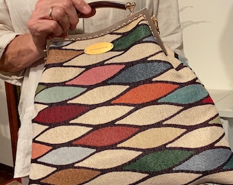 Amber handle, gift bag, retro style bags, fabric bags, ooak bags, pastry bag, multicolored bag, shoulder bag, handmade