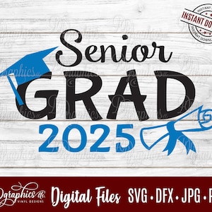 Senior Grad 2025 SVG Digitale Dateien, Abschluss, Graduierung, Klasse von 2025, Abschlussfeier, Jahr, Cap, Diplom, Quaste, Silhouette, Cricut, Laser, DIY