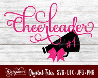 Cheerleader SVG/ Cheer SVG /  Cheerleader SVG / cheerleading / Megaphone / cheer bow / Jpg Dxf Png/Digital Files / Silhouette/  Cricut Files