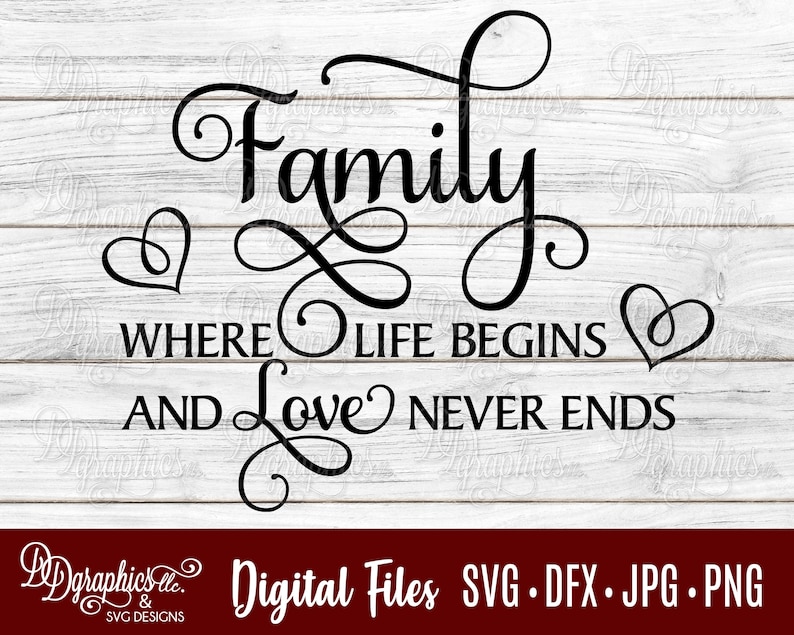 Family Where Life Begins and Love Never Ends SVG/ Family SVG / Etsy