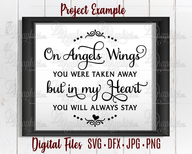 On Angels wings you were taken away SVG / in my heart/you will | Etsy